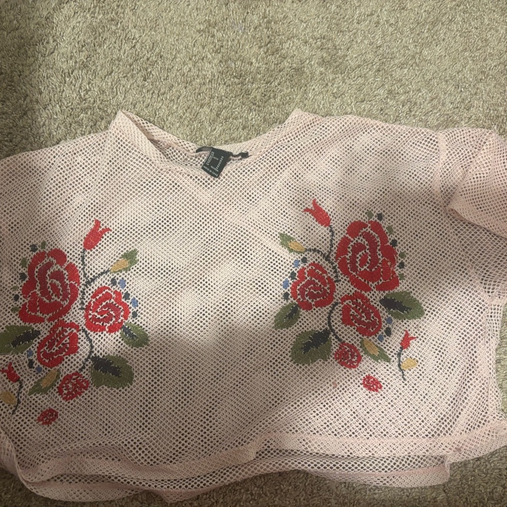 Floral Mesh Top - Pink
